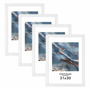 {{photo.Alt || photo.Description || 'Рамка 21х30 см небьющаяся, КОМПЛЕКТ 4 шт., багет 16 мм, МДФ, BRAUBERG "Basic", белая, 391258'}}