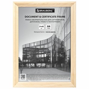 {{photo.Alt || photo.Description || 'Рамка 21х30 см, дерево, багет 20 мм, BRAUBERG "Business", цвет натуральный, акриловый экран, 391292'}}