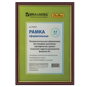{{photo.Alt || photo.Description || 'Рамка 21х30 см, пластик, багет 14 мм, BRAUBERG "HIT", красное дерево с позолотой, стекло, 390024'}}