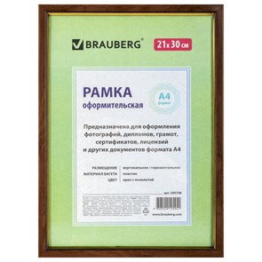 {{photo.Alt || photo.Description || 'Рамка 21х30 см, пластик, багет 15 мм, BRAUBERG "HIT", орех с позолотой, стекло, 390708'}}