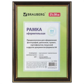 {{photo.Alt || photo.Description || 'Рамка 21х30 см, пластик, багет 20 мм, BRAUBERG "HIT3", красное дерево с двойной позолотой, стекло, 390986'}}