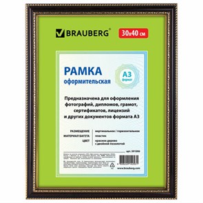 {{photo.Alt || photo.Description || 'Рамка 30х40 см, пластик, багет 30 мм, BRAUBERG "HIT4", красное дерево с двойной позолотой, стекло, 391006'}}