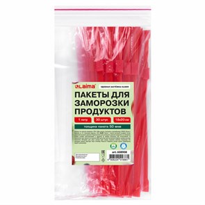 {{photo.Alt || photo.Description || 'Пакеты для заморозки продуктов, 1 л, КОМПЛЕКТ 30 шт., с замком-застежкой (слайдер), LAIMA'}}