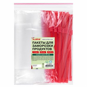 {{photo.Alt || photo.Description || 'Пакеты для заморозки продуктов, 3 л, КОМПЛЕКТ 50 шт., с замком-застежкой (слайдер), LAIMA'}}