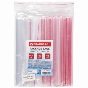 {{photo.Alt || photo.Description || 'Пакеты с замком ZIP LOCK "зиплок", комплект 100 шт., 150х200 мм, ПВД, толщина 40 микрон, BRAUBERG, 606213'}}