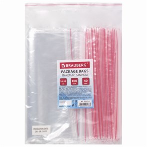{{photo.Alt || photo.Description || 'Пакеты с замком ZIP LOCK "зиплок", комплект 100 шт., 180х250 мм, ПВД, толщина 40 микрон, BRAUBERG, 606214'}}