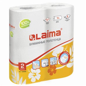 {{photo.Alt || photo.Description || 'Полотенца бумажные бытовые, спайка 2 шт., 2-х слойные, (2х18 м), LAIMA, 22х23 см, белые, 126906'}}