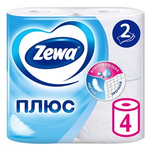 {{photo.Alt || photo.Description || 'Бумага туалетная 2-х слойная, 4 рулона (4х23 м), белая, ZEWA Plus, 144051'}}