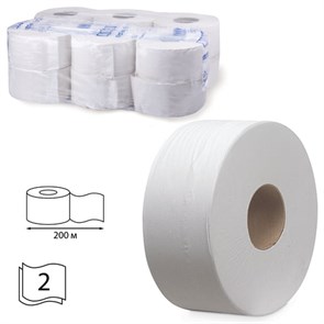 Бумага туалетная 200 м, KIMBERLY-CLARK Scott, КОМПЛЕКТ 12 шт., Performance Jumbo, 2-слойная, белая, артикул 8512 126127