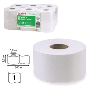 {{photo.Alt || photo.Description || 'Бумага туалетная 200 м, LAIMA (T2), ADVANCED, 1-слойная, цвет белый, КОМПЛЕКТ 12 рулонов, 126093'}}