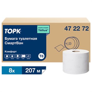 {{photo.Alt || photo.Description || 'Бумага туалетная 207 м, TORK (Система T8) SmartOne, КОМПЛЕКТ 8 шт., Advanced, 2-слойная, 4722, 472272'}}