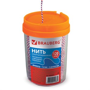 {{photo.Alt || photo.Description || 'Нить хлопчатобумажная для прошивки документов, ТРИКОЛОР, диаметр 1,6 мм, длина 120 м, в диспенсере, BRAUBERG, 601813'}}
