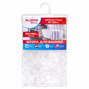 {{photo.Alt || photo.Description || 'Штора для ванной комнаты WET STONES с 3D-эффектом водонепроницаемая, 180х180 см, LAIMA HOME, 608449'}}