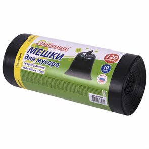 {{photo.Alt || photo.Description || 'Мешки для мусора 120 л черные, в рулоне 10 шт., ПВД 55 мкм, 68х105 см, ЛЮБАША, 608097'}}