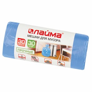 {{photo.Alt || photo.Description || 'Мешки для мусора 30 л синие в рулоне 30 шт. прочные, ПНД 10 мкм, 50х60 см, LAIMA, 601378'}}