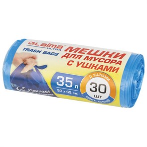 {{photo.Alt || photo.Description || 'Мешки для мусора с ушками LAIMA "ULTRA" 35 л синие, в рулоне 30 шт. прочные, ПНД 11 мкм, 50х65 см, 607684'}}