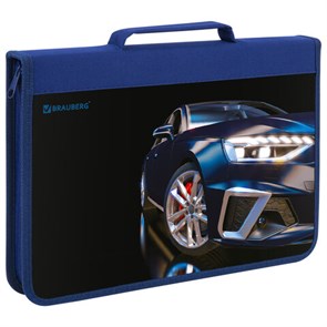 {{photo.Alt || photo.Description || 'Папка на молнии BRAUBERG А4 с ручкой, с органайзером, 1 отделение, "Super car", 272219'}}