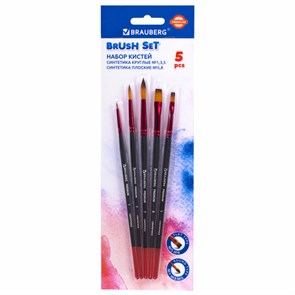 {{photo.Alt || photo.Description || 'Кисти BRAUBERG PREMIUM, набор 5 шт. (синтетика, круглая № 1, 3, 5, плоская № 5, 8), блистер, 201024'}}