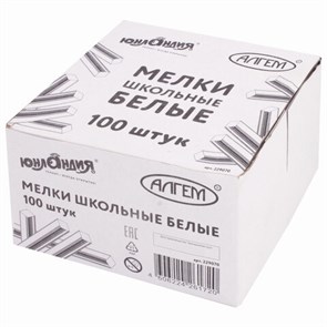 {{photo.Alt || photo.Description || 'Мел белый квадратный 100 штук, ЮНЛАНДИЯ (Алгем), картонная упаковка, 229070'}}