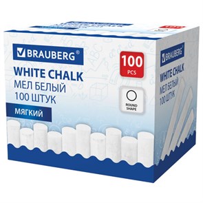{{photo.Alt || photo.Description || 'Мел белый круглый мягкий, 100 штук, BRAUBERG, картонная упаковка, 272768'}}