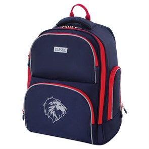 {{photo.Alt || photo.Description || 'Рюкзак BRAUBERG CLASSIC, легкий каркас, премиум материал, "Lion", синий, 37х32х21 см, 228829'}}
