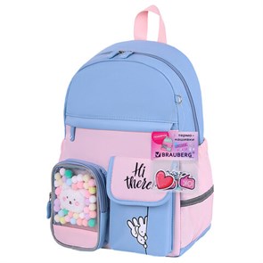 {{photo.Alt || photo.Description || 'Рюкзак BRAUBERG PASTEL с термонашивками в комплекте, "Friendly bunnies", голубой, 40х29х14 см, 271423'}}