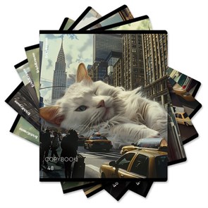 {{photo.Alt || photo.Description || 'Тетрадь А5, 48 л., ERICH KRAUSE, скоба, клетка, глянцевая ламинация, "Big City Cats" (микс в спайке), 63317'}}