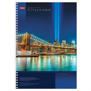 {{photo.Alt || photo.Description || 'Тетрадь А4, 100 л., HATBER, спираль, клетка, глянцевый лак, карман, "CITYSCAPE" ("Город"), 036842, 100Ткм4B1сп_125'}}