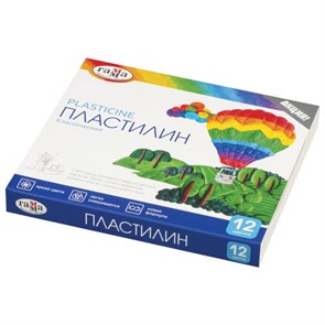 Пластилин классический ГАММА "Классический", 12 цветов, 240 г, со стеком, картонная упаковка, 281033 104927