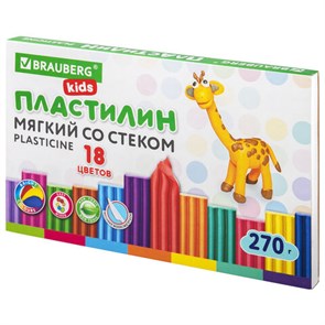 {{photo.Alt || photo.Description || 'Пластилин мягкий восковой BRAUBERG KIDS, 18 цветов, 270 г, со стеком, 106497'}}