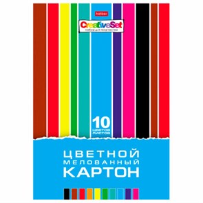 {{photo.Alt || photo.Description || 'Картон цветной А4 МЕЛОВАННЫЙ, 10 листов 10 цветов, в папке, HATBER, 195х280 мм, "Creative Set", 008891, 10Кц4_05809'}}