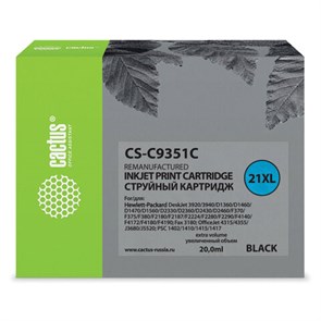 Картридж струйный CACTUS (CS-C9351C) для HP Deskjet 3920/3940/officeJet4315, черный 361859