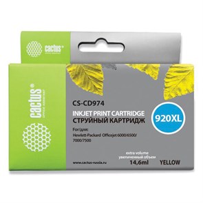Картридж струйный CACTUS (CS-CD974) для HP Officejet 6000/6500/7000, желтый 361843