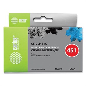 Картридж струйный CACTUS (CS-CLI451C) для CANON Pixma iP7240, голубой 362010
