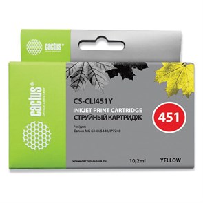 Картридж струйный CACTUS (CS-CLI451Y) для CANON Pixma iP7240, желтый 362009