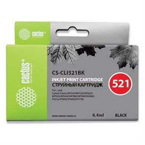 Картридж струйный CACTUS (CS-CLI521BK) для CANON Pixma MP540/630/980, черный фото 362019