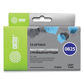 Картридж струйный CACTUS (CS-EPT0825) для EPSON Stylus R270/R390/ RX590, светло-голубой 361953