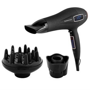 {{photo.Alt || photo.Description || 'Фен BRAYER BR3001, 2200 Вт, 6 скоростей, 8 температурных режимов, сенсорное управление, серый'}}