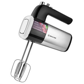 {{photo.Alt || photo.Description || 'Миксер BRAYER BR1302, 800 Вт, 5 скоростей, 2 венчика, 2 крюка для теста, черный/серебро'}}