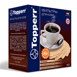 {{photo.Alt || photo.Description || 'Фильтр TOPPERR №2 для кофеварок, бумажный, неотбеленный, 200 штук, 3049'}}