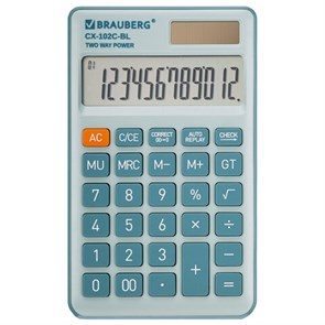 {{photo.Alt || photo.Description || 'Калькулятор карманный BRAUBERG CX-102C-BL (76x126 мм), 12 разрядов, двойное питание, ГОЛУБОЙ, 272649'}}