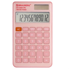 {{photo.Alt || photo.Description || 'Калькулятор карманный BRAUBERG CX-102C-PK (76x126 мм), 12 разрядов, двойное питание, РОЗОВЫЙ, 272650'}}