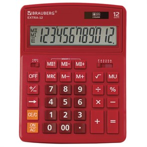 {{photo.Alt || photo.Description || 'Калькулятор настольный BRAUBERG EXTRA-12-WR (206x155 мм), 12 разрядов, двойное питание, БОРДОВЫЙ, 250484'}}