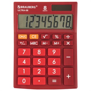 {{photo.Alt || photo.Description || 'Калькулятор настольный BRAUBERG ULTRA-08-WR, КОМПАКТНЫЙ (154x115 мм), 8 разрядов, двойное питание, БОРДОВЫЙ, 250510'}}