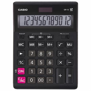 {{photo.Alt || photo.Description || 'Калькулятор настольный CASIO GR-12-W (209х155 мм), 12 разрядов, двойное питание, черный, европодвес, GR-12-W-EP'}}