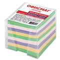 Блок для записей ОФИСМАГ в подставке прозрачной, куб 9х9х9 см, цветной, 127799 127799