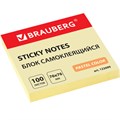 Блок самоклеящийся (стикеры) BRAUBERG, ПАСТЕЛЬНЫЙ, 76х76 мм, 100 листов, желтый, 122690 122690