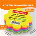 Блок самоклеящийся (стикеры), фигурный, BRAUBERG, НЕОНОВЫЙ "Цветок", 250 листов, 5 цветов, 126691 126691