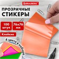 Блок самоклеящийся пластиковый (стикеры) 4 цвета BRAUBERG MULTI COLOUR 76х76 мм, 100 листов, 115208 115208