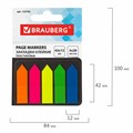 Закладки клейкие неоновые BRAUBERG, 42х12 мм, 100 штук (5 цветов х 20 листов), в картонной книжке, 122705 122705